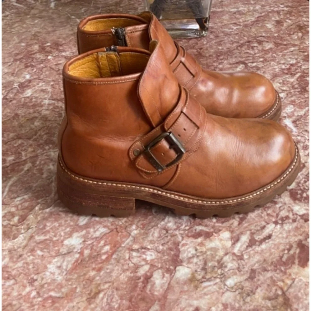 Frye Vintage Men's Brown Leather Side Zip Ankle Boots Size 10.5 D EUC! $375